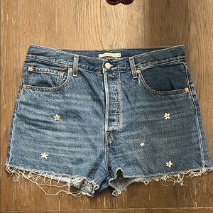 Levi's Blue Jean Shorts with Floral Details